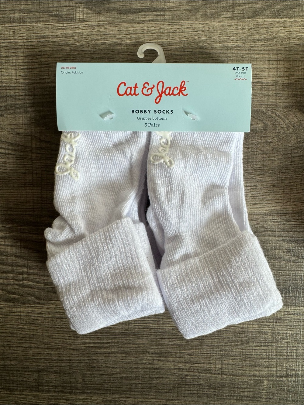 Cat & Jack White Kids Bobby Socks 4T/5T - 6 Pairs